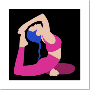 Woman yoga Posters and Art